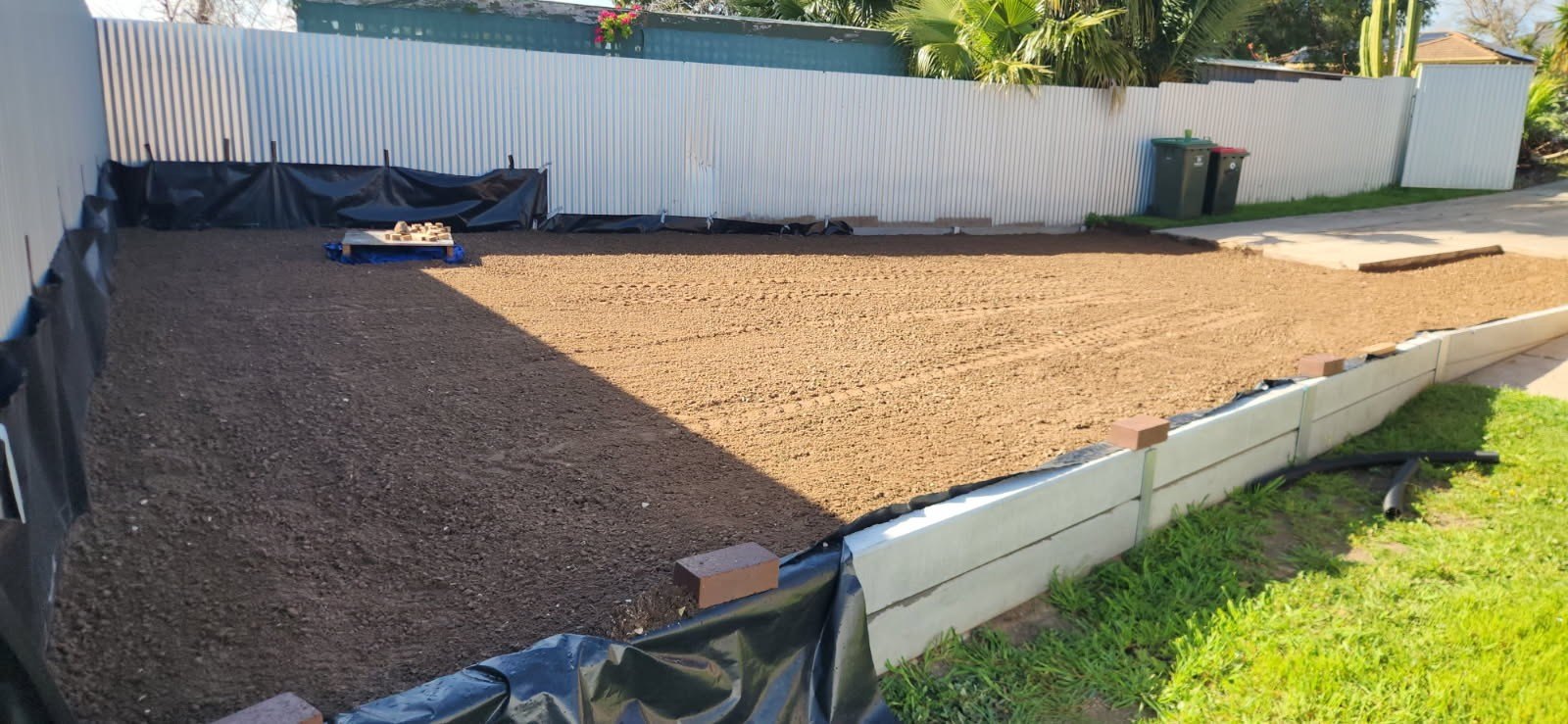 Ground preparation and levelled base for an Adelaide outdoor project