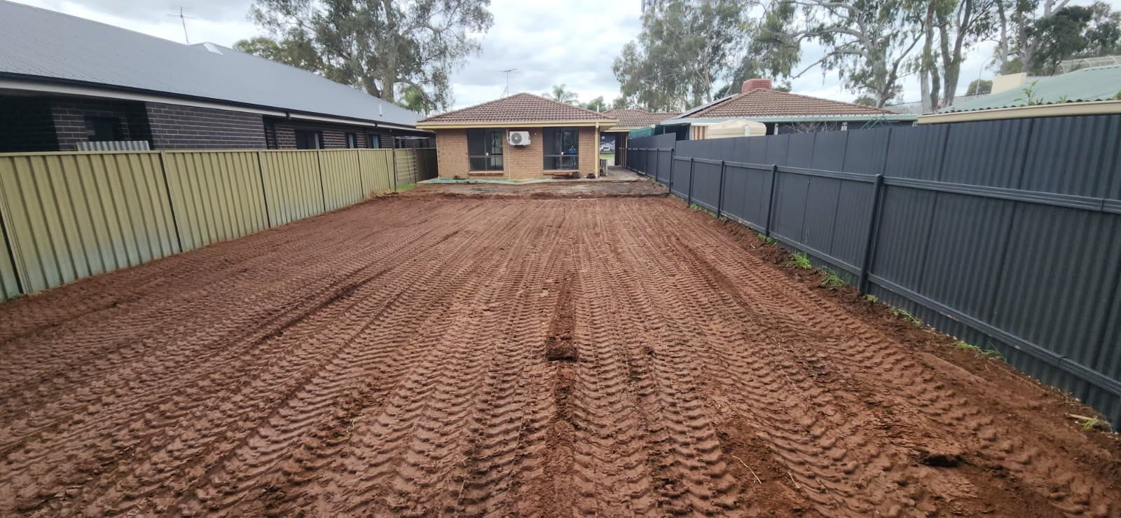 Residential yard levelled and prepared during Adelaide earthworks
